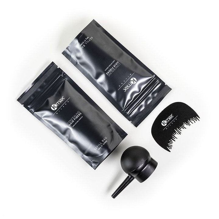 Kmax Zestaw Mega Refill-Uzupełniacz 128g Mikrowłókna do Włosów Zagęszczanie Włosów 4 Produkty