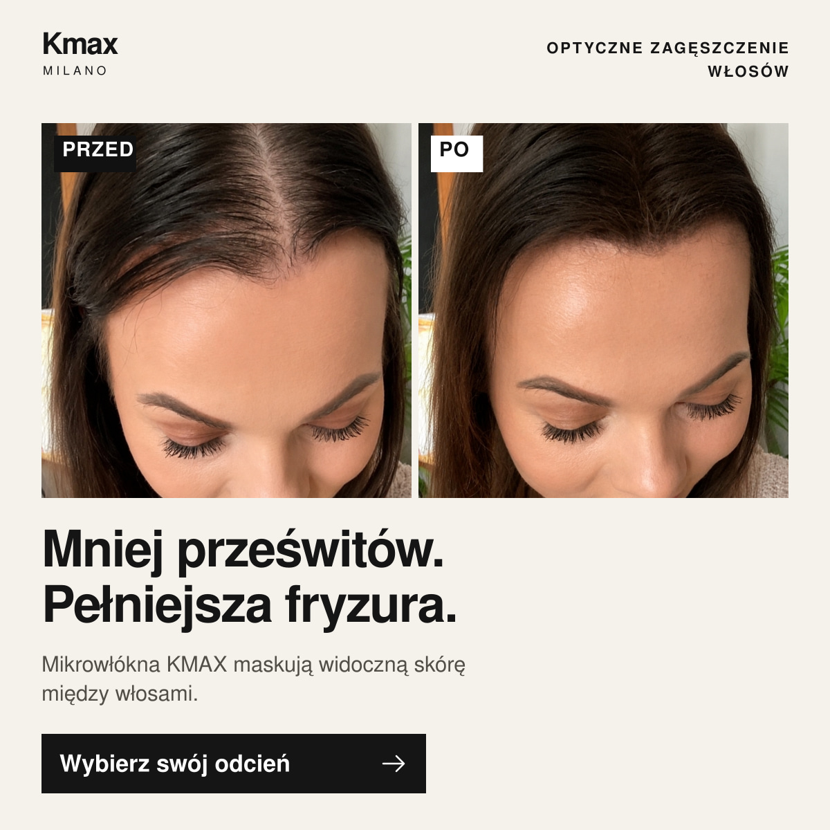 Brak prześwitów. Pełna fryzura